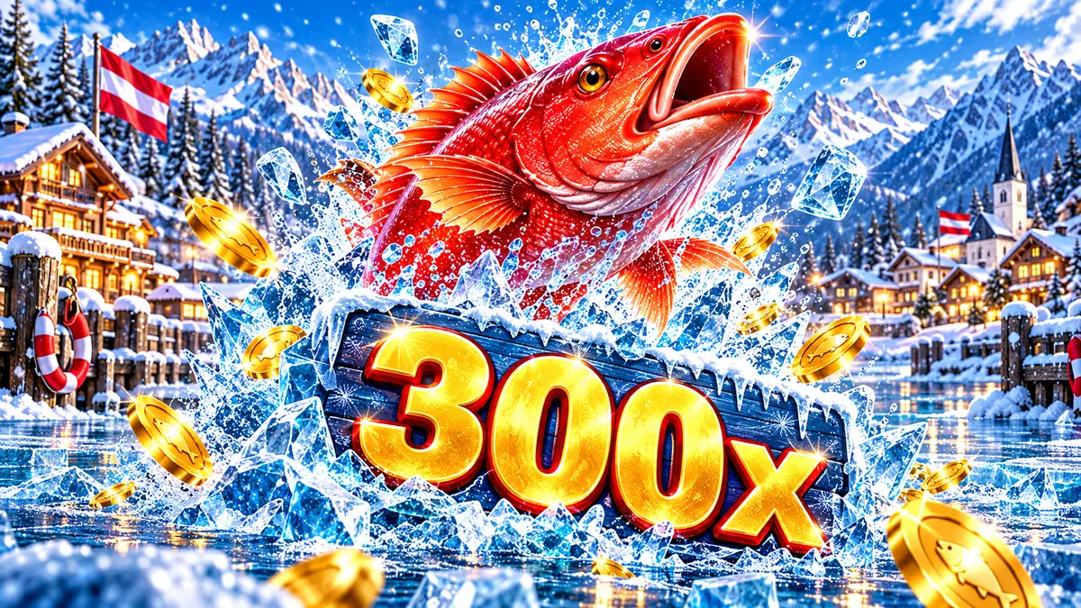 Ice Fishing Huge Reds: roter Fisch springt mit 300x Multiplikator aus dem Eis